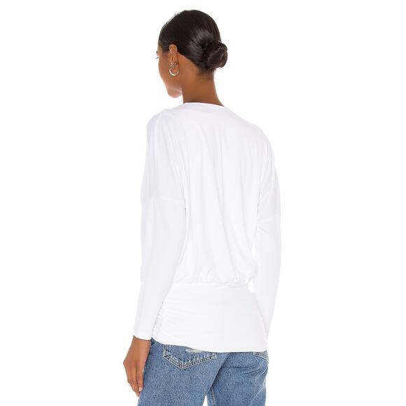 SUSANA MONACO Long Sleeve Twist Front Dolman Top White Sugar Stretch Size XS NEW - Picture 5 of 8